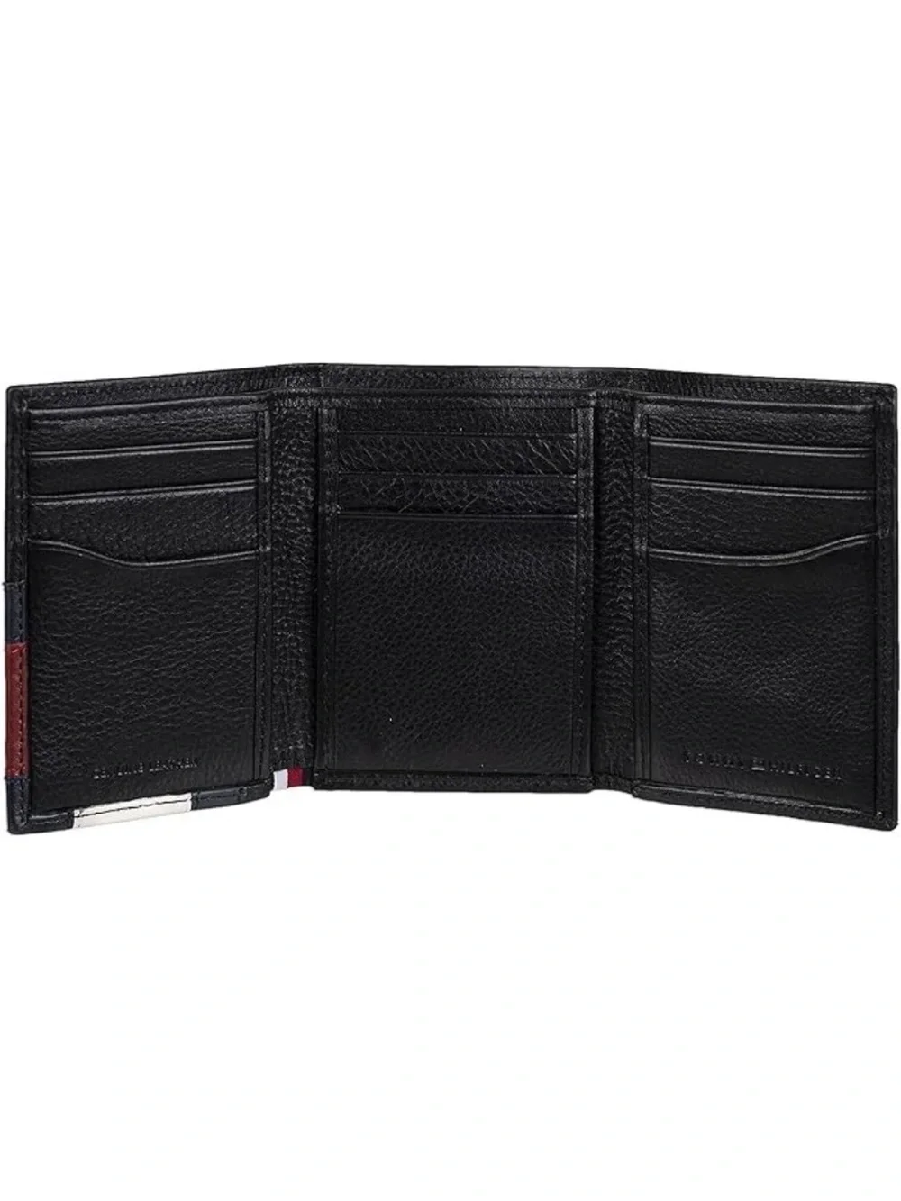 Tommy Hilfiger Men’s Orson II Angled Flag Black Trifold Leather Wallet
